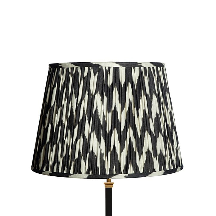 Pooky Straight Empire Shade in Black Printed Linen Ikat, 30cm.