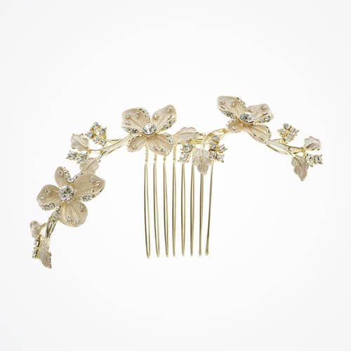 Buttercup golden line of flowers hair comb - £50.