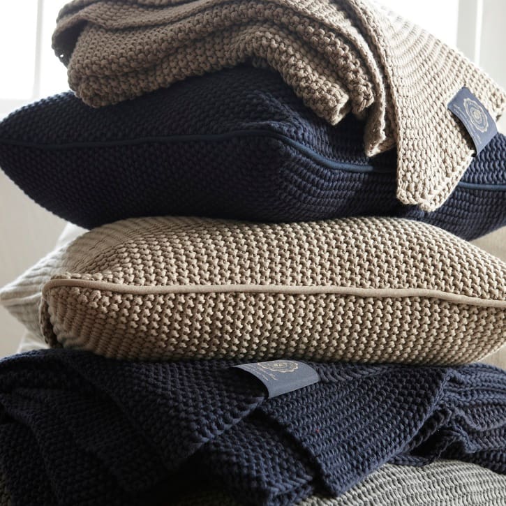 Grand Design Blue Label Moss Knit Throw, Sand £97.50.