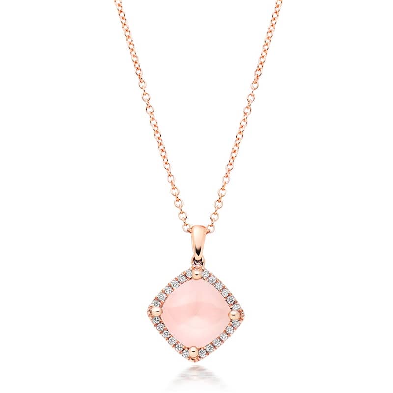 Rose Gold Diamond Quartz Pendant.