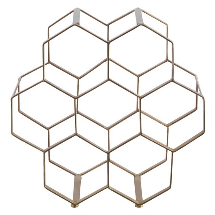 Habitat Honeycomb Gold Finish 7 Bottle Wine Rack.