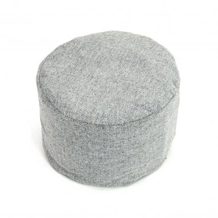 Tweedmill Pouffe, Herringbone Silver.