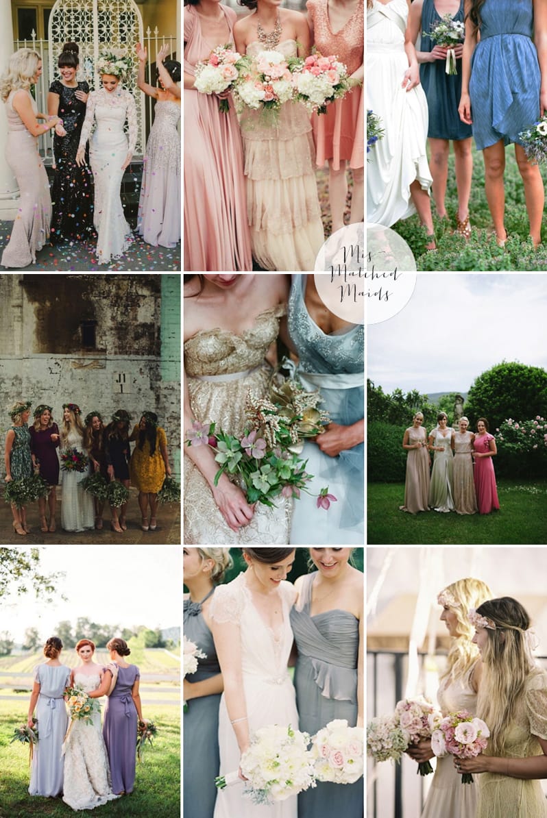 Coco Wedding Venues - 2014 Wedding Trends - Mismatched Maids Moodboard.