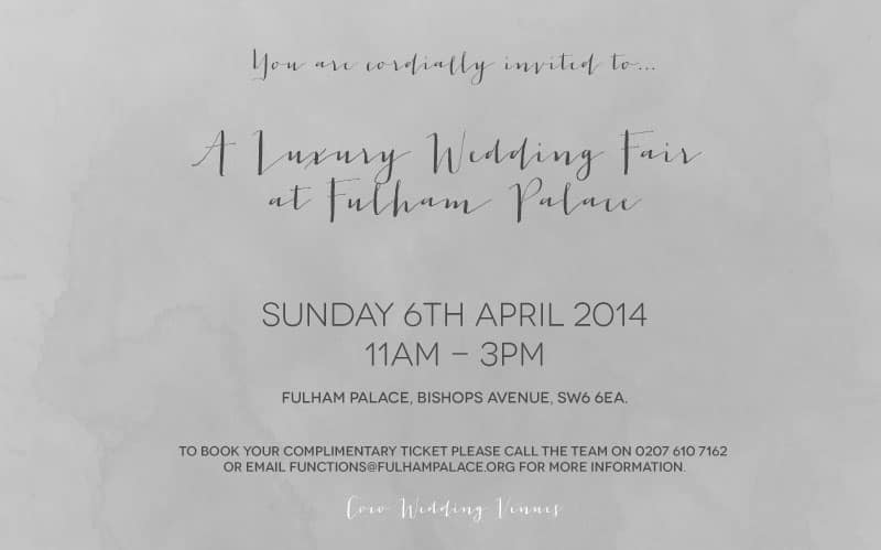 Fulham Palace Luxury Wedding Fair Invitation.