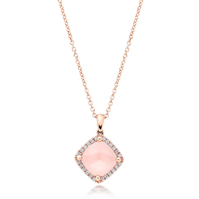 Rose Gold Diamond Quartz Pendant.