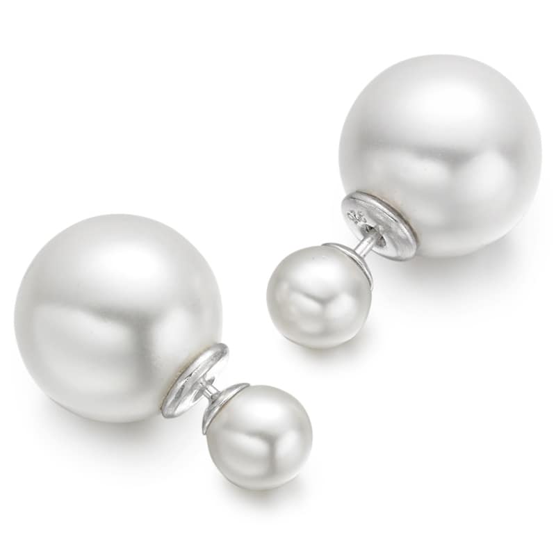 Silver Synthetic Pearl Earring Jackets.