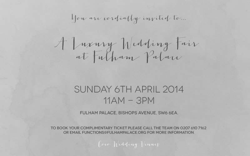 Fulham Palace Luxury Wedding Fair Invitation.