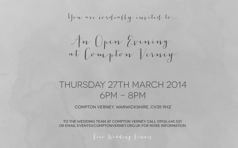 Coco Wedding Venues - Compton Verney Open Evening - Image by Linda Scannell Photography - Event Invitation.