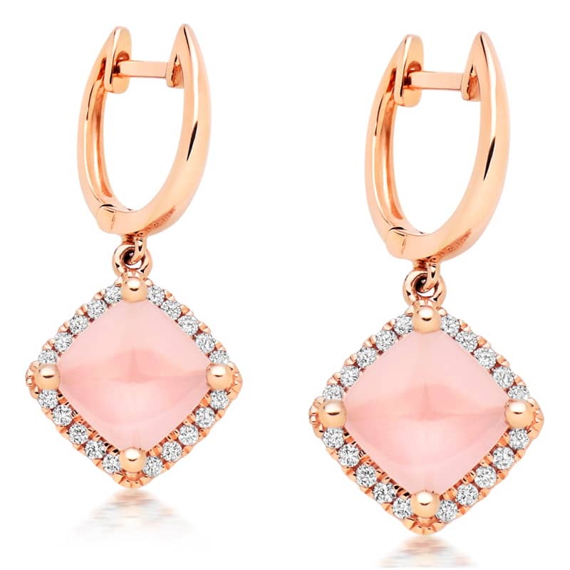 Rose Gold Diamond Quartz Earrings.