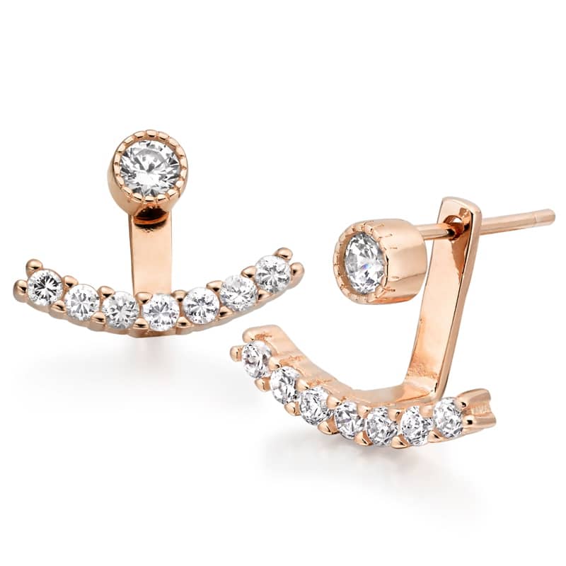 Silver Rose Gold Cubic Zirconia Earring Jackets.