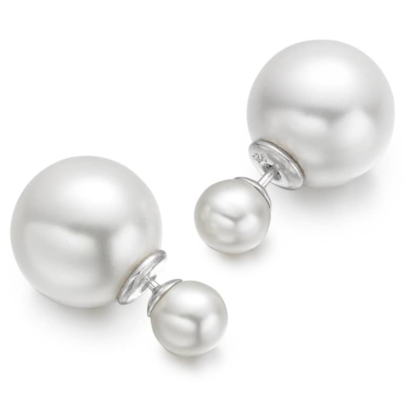 Silver Synthetic Pearl Earring Jackets.